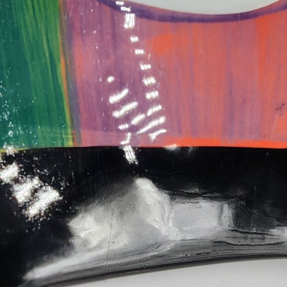 Naylor Designs Ceramic Cat Hanging Plate Black Background Colorful 2005 VTG - Picture 11 of 13